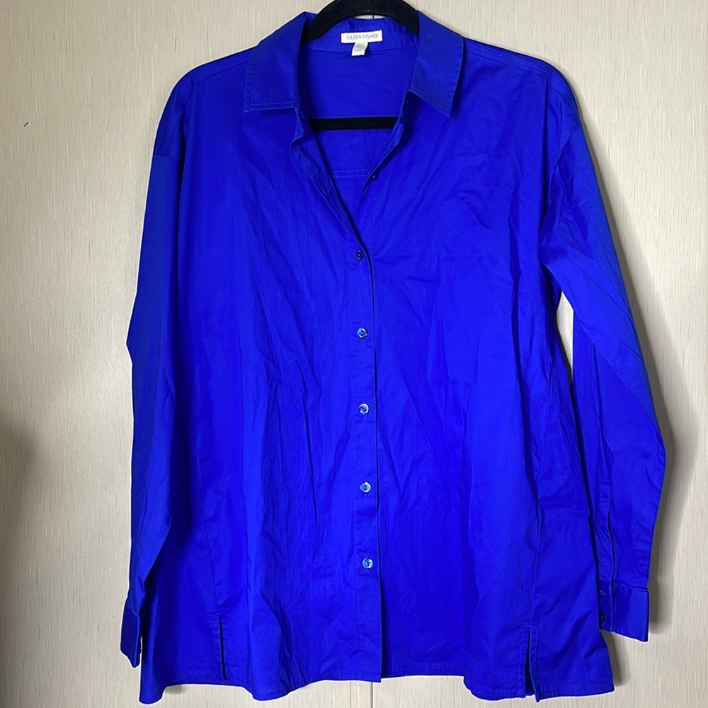 Eileen fisher button down xs blue blouse - Picture 1 of 3
